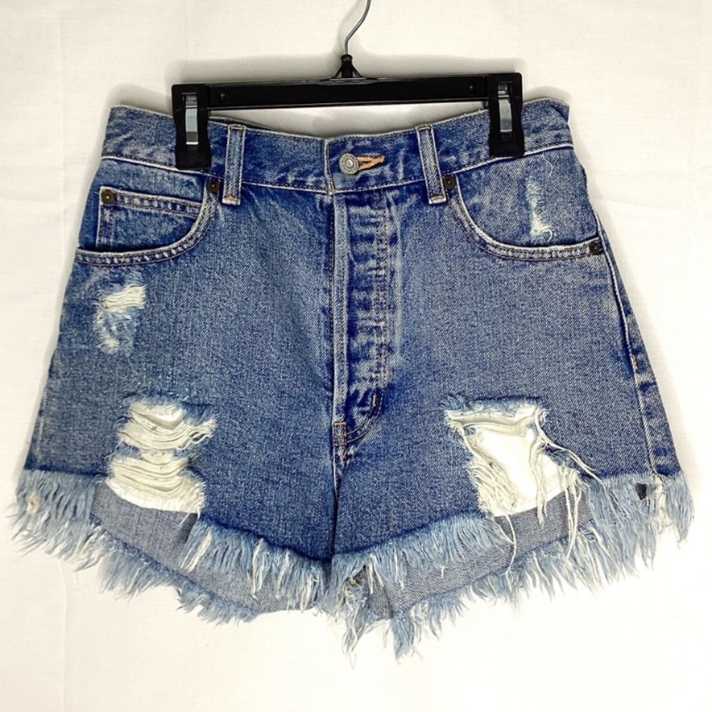 MOUSSY Loose Damage High Rise Distressed Shorts SIZE 2 - Picture 5 of 14